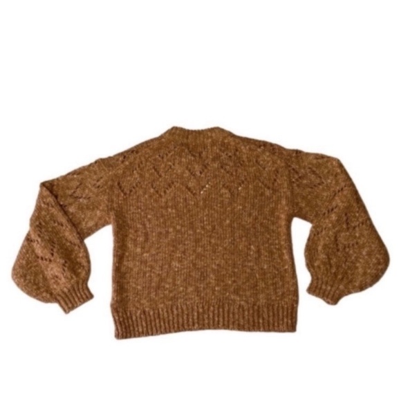 Madewell Pointelle Bubble Sleeve Wool Blend Tan Sweater Size Small - Picture 5 of 5